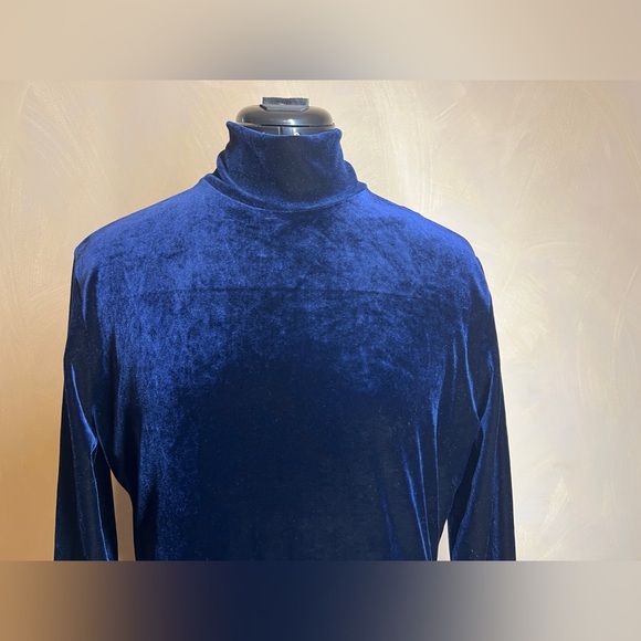 Valerie Steven Sport women’s Mock Neck Blue Long Sleeve Velvet Maxi Dress|Sz:M - Picture 7 of 16